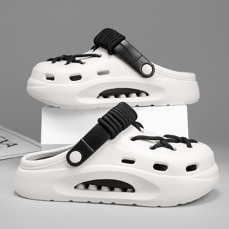 [] Niche Non-Slip Cave Shoes Men'S Summer Distinctive Outfit Diy Shoelace Toe Beach Shoes - Image 4