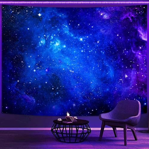 Faxdong Galaxy Universe Space Tapestry, Blacklight Starry Night Sky Mysterious Nebula Stars Ceiling tapestries for Bedroom Backdrop Wall Decor 44×60 inch - Image 1