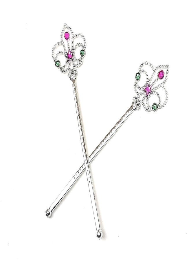 GIRLYZ Attire Products Girls/Kids Costume Props Crown Style Magic Wand Princess Angel Fairy Wands Sticks Christmas, Birthday Party, Wedding Halloween, Cosplay 12.5 Inches (Pack of 1) - Silver - Image 1