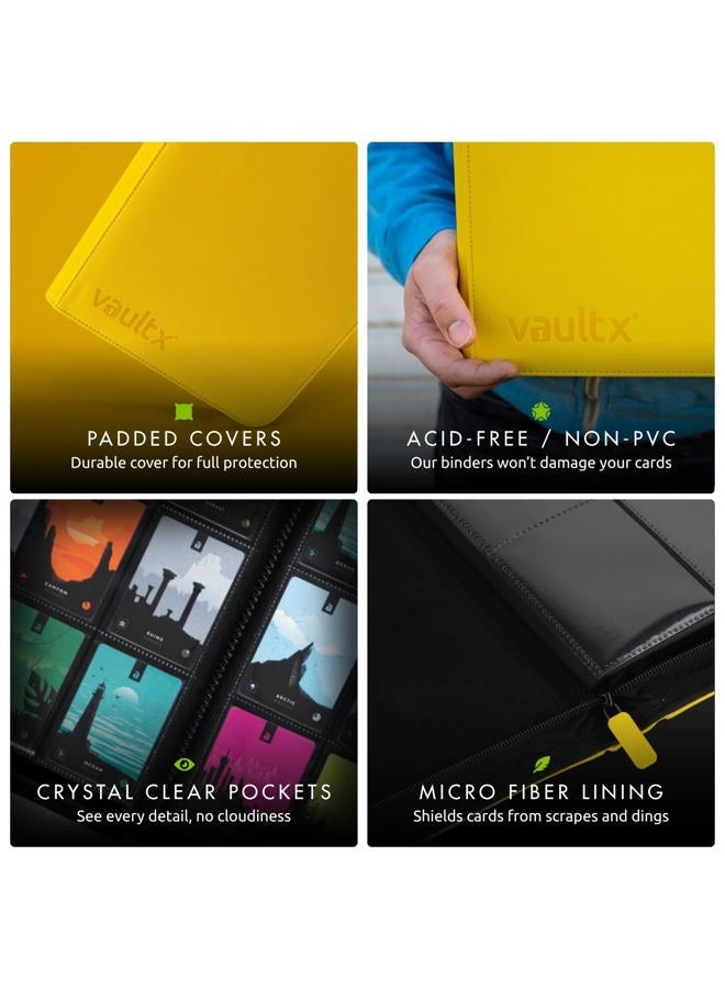 Vault X 12 XL Pocket Trading Card Zip Binder - 624 cards, Premium Exo-Tec Album Material, 26 Side-Loading Pages, Folder for Collectible Card Games, Sports, TCG (Yellow) - Image 5