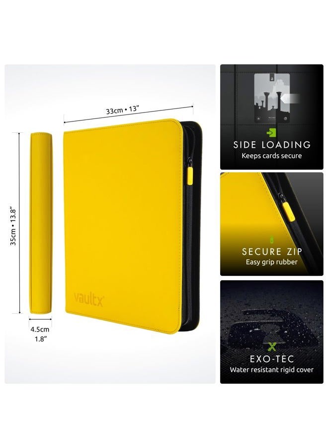 Vault X 12 XL Pocket Trading Card Zip Binder - 624 cards, Premium Exo-Tec Album Material, 26 Side-Loading Pages, Folder for Collectible Card Games, Sports, TCG (Yellow) - Image 2