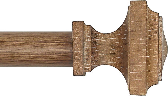 WOOD CURTAIN RODS FOR WINDOWS 32 TO 116 INCH 1 INCH DIAMETER WOOD DECORATIVE TREATMENT SINGLE WINDOW CURTAIN RODS SQUARE IMITATION WOOD GRAIN FINIAL 1 PACK