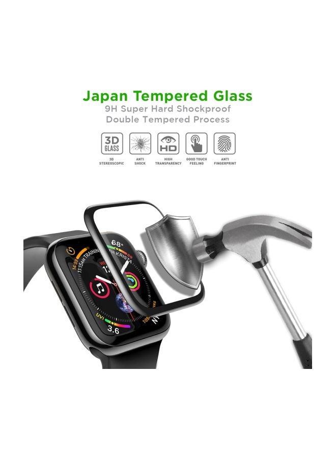 Perfii Curved Tempered Glass Screen Protector For Apple Watch Clear/Black - Image 2