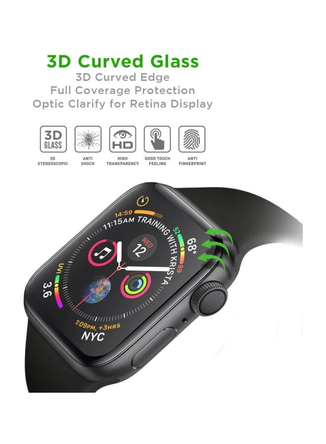 Perfii Curved Tempered Glass Screen Protector For Apple Watch Clear/Black - Image 3