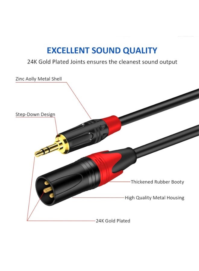 Peachjoy 3.5mm to XLR Microphone Cable Adapter, 10ft 1/8 Inch TRS Male to XLR Male, Balanced Mini Jack Connector Cord, High-Fidelity Audio for Mic, Camera, Audio Interface - Image 5