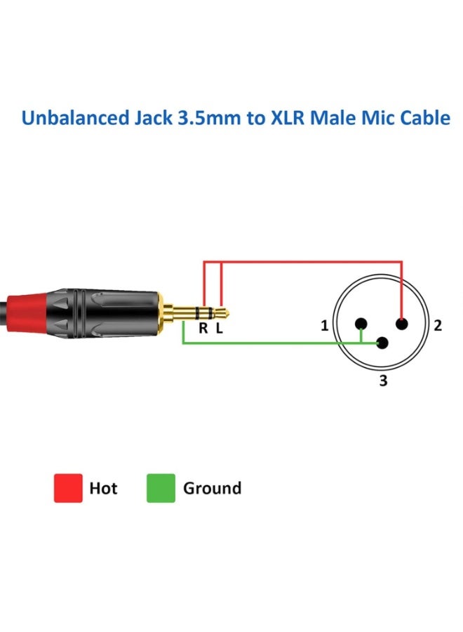 Peachjoy 3.5mm to XLR Microphone Cable Adapter, 10ft 1/8 Inch TRS Male to XLR Male, Balanced Mini Jack Connector Cord, High-Fidelity Audio for Mic, Camera, Audio Interface - Image 4
