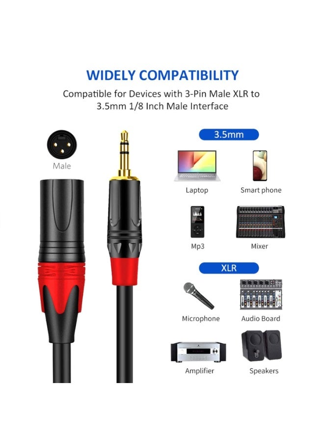 Peachjoy 3.5mm to XLR Microphone Cable Adapter, 10ft 1/8 Inch TRS Male to XLR Male, Balanced Mini Jack Connector Cord, High-Fidelity Audio for Mic, Camera, Audio Interface - Image 3