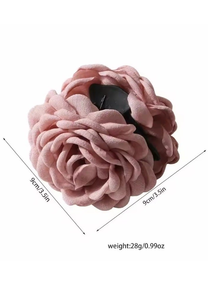 Goolsky Rose Flower Hair Claw Clips for Women, Medium Size, Cotton Fabric, Korean Hairpin, Shark Clip, Sweat Accessories, 16 Colors, - Image 3