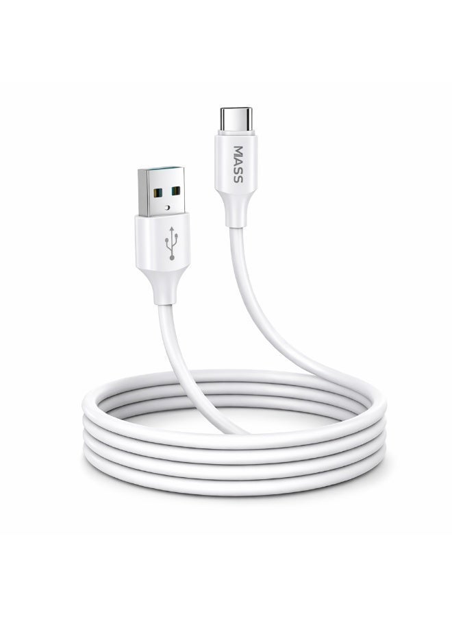 Mass Fast Charge Cable, Data & Charge | Nylon Protective | USB-C, White, Model: MA-02 - 1 Year Local Warranty. - Image 3