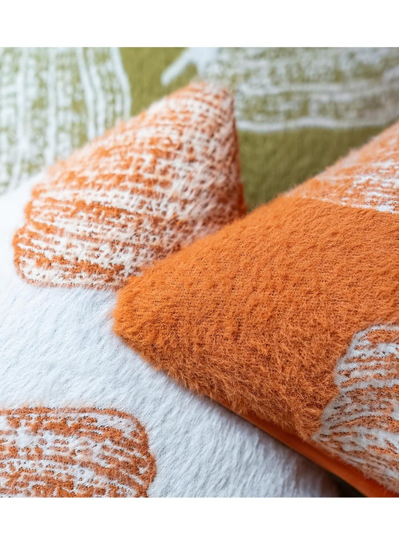 general 2 Pumpkin Autumn Pillow Covers 18 ‘x18’ Orange Farmhouse Velvet Decorative Pillow for Sofa Luxury Home Decor Faux Fur Pillow Covers - Image 2