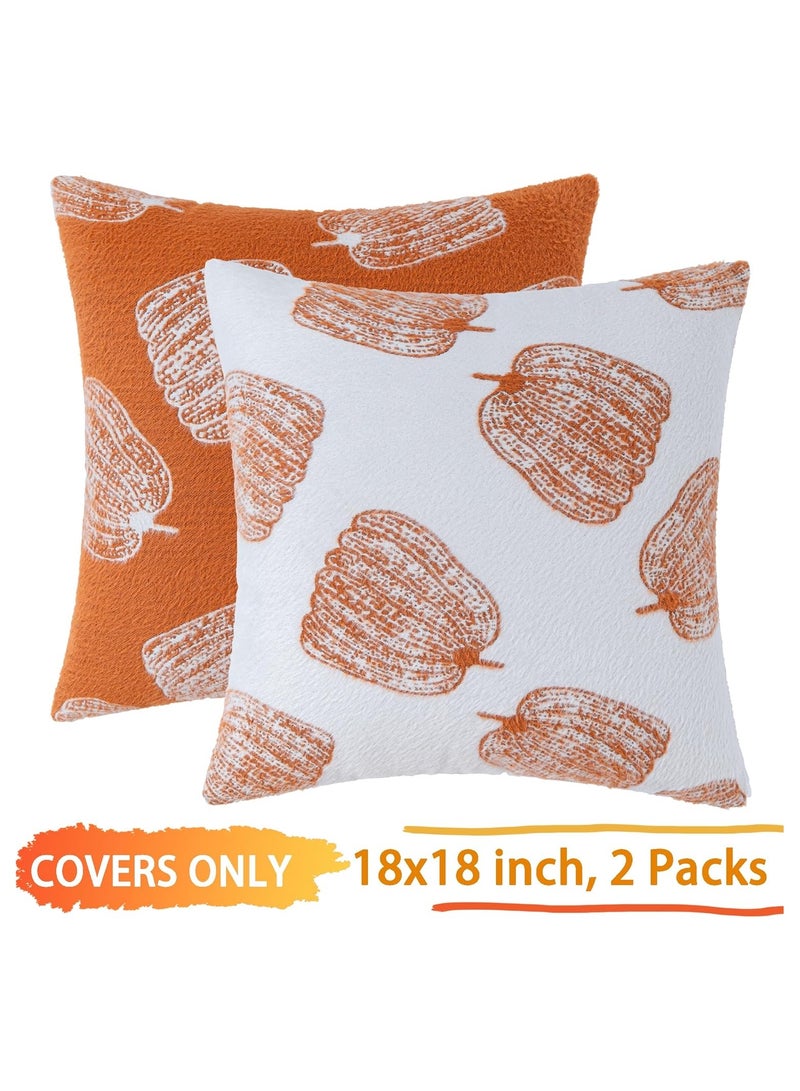 general 2 Pumpkin Autumn Pillow Covers 18 ‘x18’ Orange Farmhouse Velvet Decorative Pillow for Sofa Luxury Home Decor Faux Fur Pillow Covers - Image 3