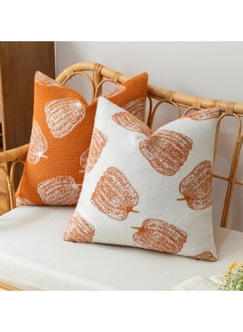 general 2 Pumpkin Autumn Pillow Covers 18 ‘x18’ Orange Farmhouse Velvet Decorative Pillow for Sofa Luxury Home Decor Faux Fur Pillow Covers - Image 5