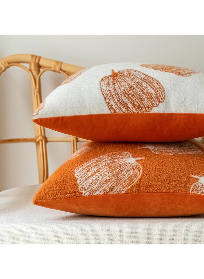 general 2 Pumpkin Autumn Pillow Covers 18 ‘x18’ Orange Farmhouse Velvet Decorative Pillow for Sofa Luxury Home Decor Faux Fur Pillow Covers - Image 4