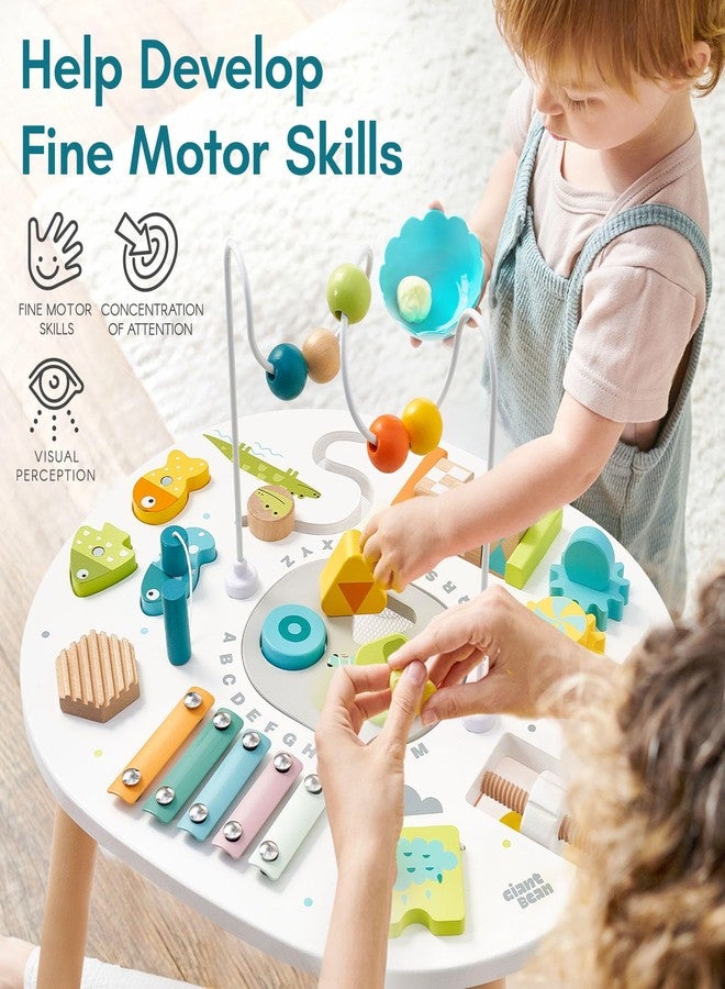 Giant bean® Wooden Activity Table for 1 Year Old, 11-in-1 Montessori Learning Table with Bead Maze, Shape Sorter, Fishing Game & More - Sensory Development Toy for Toddlers, Ideal 1st Birthday Gift - Image 3