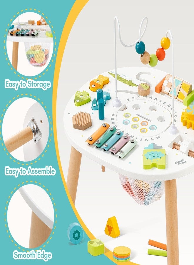 Giant bean® Wooden Activity Table for 1 Year Old, 11-in-1 Montessori Learning Table with Bead Maze, Shape Sorter, Fishing Game & More - Sensory Development Toy for Toddlers, Ideal 1st Birthday Gift - Image 4