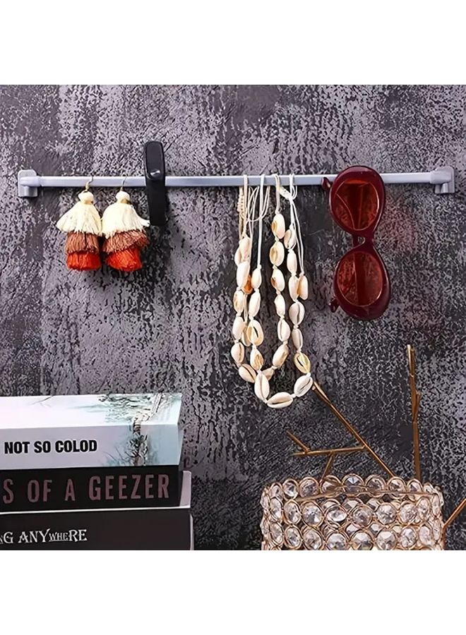 2Pcs 50mm Telescopic Curtain Rod Set With 4 Punch Free Hooks For Kitchen Bathroom Window - Image 2