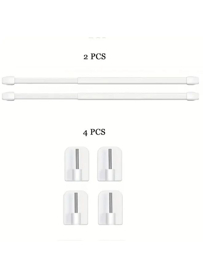 2Pcs 50mm Telescopic Curtain Rod Set With 4 Punch Free Hooks For Kitchen Bathroom Window - Image 1