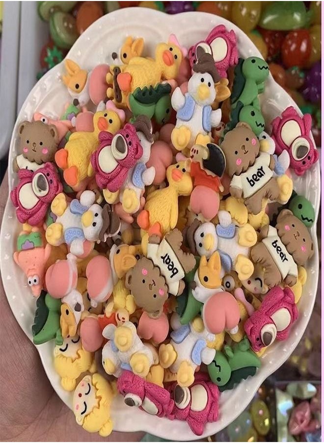 fashionhome - 50 Pieces Random 3D Cute Animals Flat Back Resin Embellishments Earrings Charms DIY Scrapbooking Hair Accessories Phone Décor - Image 1