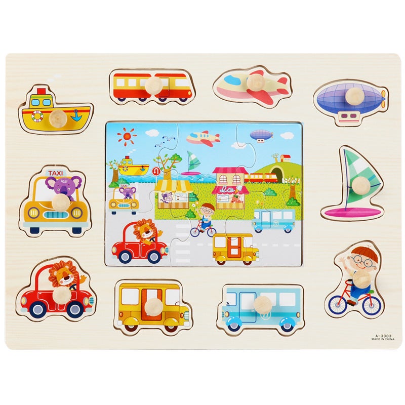 Wooden Nail Baby Ranch Animal Hand-Held Puzzle Early Education Children'S Educational Wooden Three-Dimensional Puzzle Puzzle Toy - Image 1