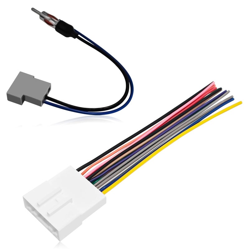 SWQS Radio Wiring Harness Kit for Car Stereo w/Antenna Adapter & Steering Wheel Control Wire, Install Aftermarket Stereo Wire Cable Connector Adaptor Compatible with 2008-2013 Infiniti/Subaru - Image 1