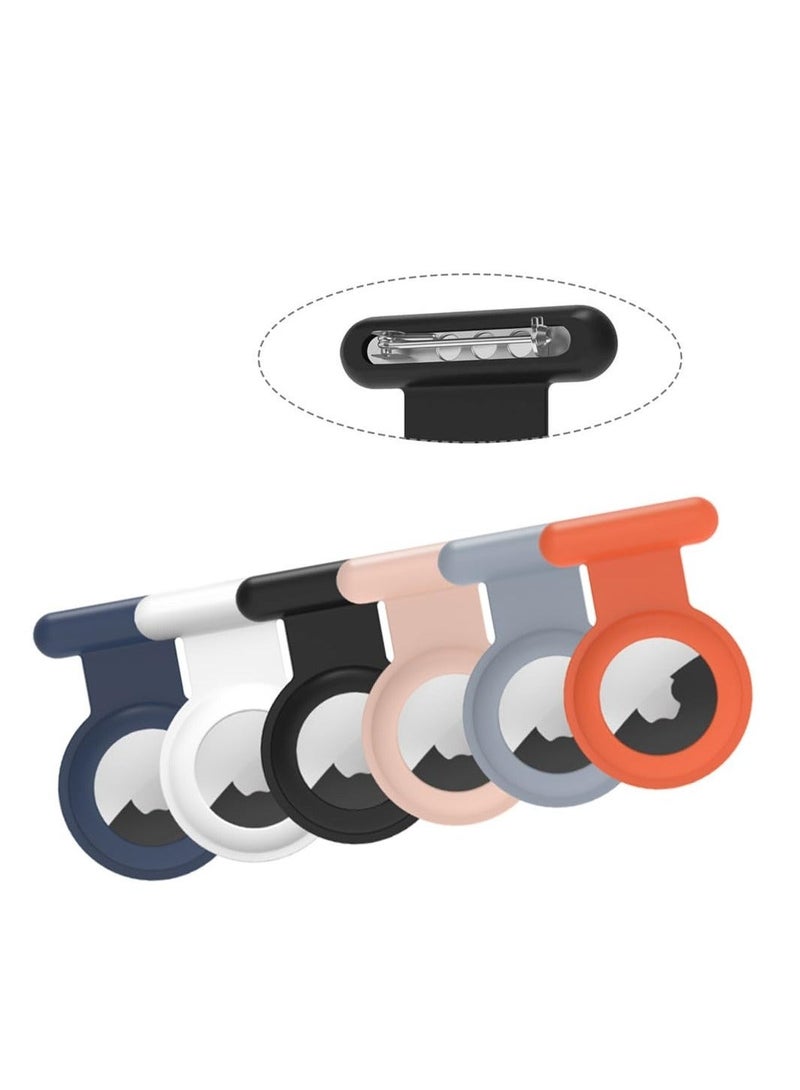 Captaintech Airtag Holder for Kids, 6 Pack Silicone AirTag Case with Invisible Pin, Hidden for Apple Air tag Protective Cover for Clothing Backpack Luggage (Black, Gray, Navy, White, Pink, Red) - Image 1