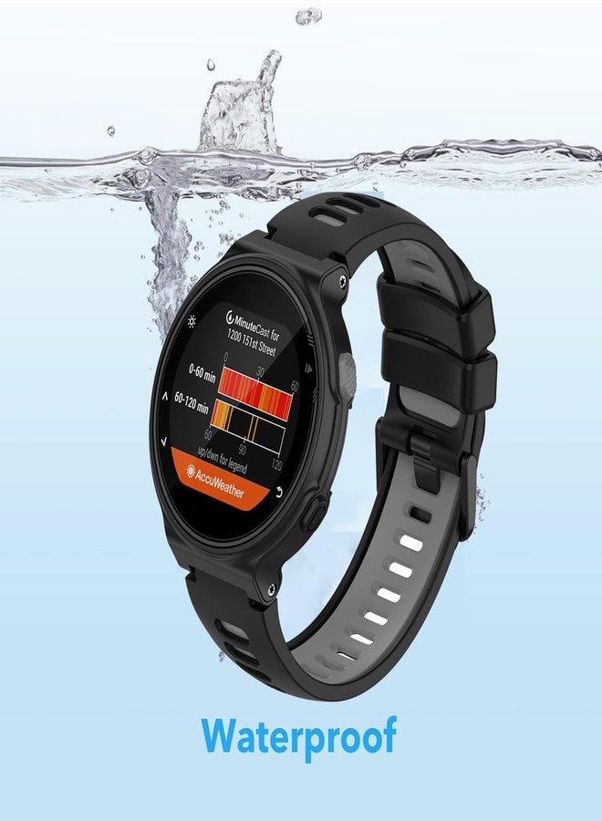 أساور مقاومة للماء متوافقة مع ساعات Garmin Forerunner 735XT / Garmin Forerunner 235 / Garmin Approach S20، أساور معصم رياضية بديلة ناعمة كلاسيكية (أسود رمادي) - Image 2