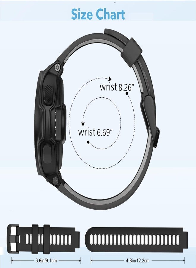 أساور مقاومة للماء متوافقة مع ساعات Garmin Forerunner 735XT / Garmin Forerunner 235 / Garmin Approach S20، أساور معصم رياضية بديلة ناعمة كلاسيكية (أسود رمادي) - Image 5