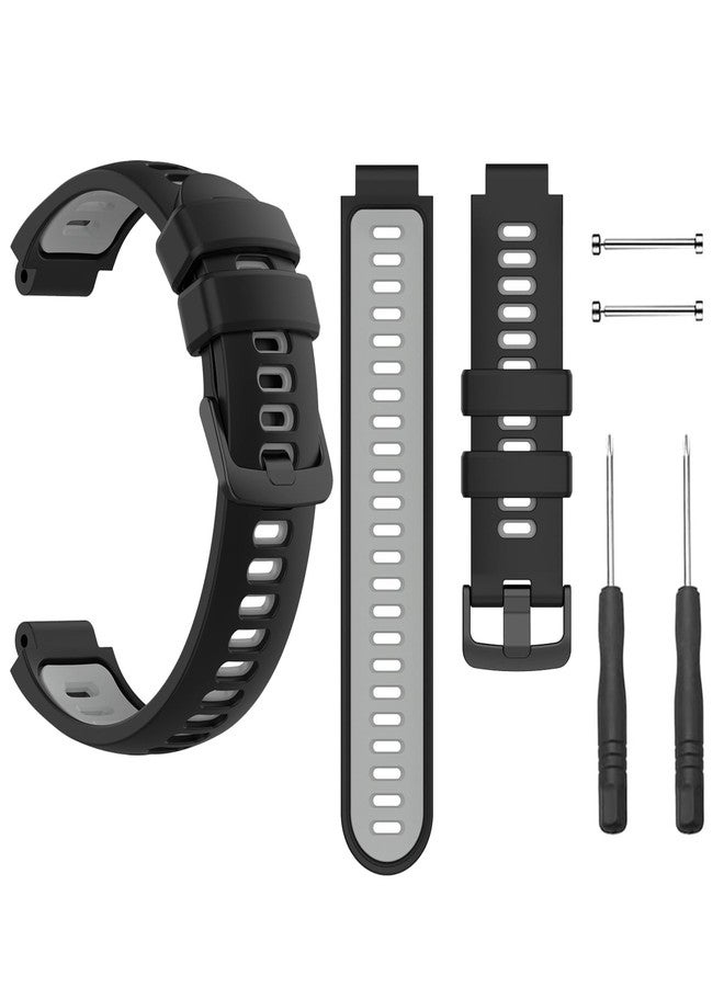 أساور مقاومة للماء متوافقة مع ساعات Garmin Forerunner 735XT / Garmin Forerunner 235 / Garmin Approach S20، أساور معصم رياضية بديلة ناعمة كلاسيكية (أسود رمادي) - Image 1