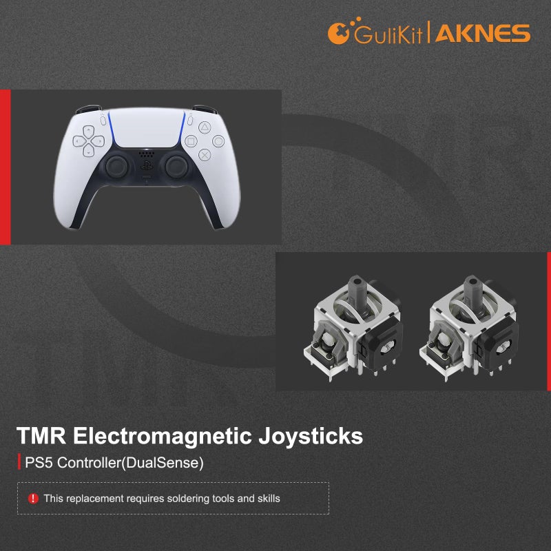 AKNES GuliKit TMR Electromagnetic Joysticks Replacement for DualSense PS5 / PS5 Edge Controller, Thumbstick Grips for PlayStation 5 Controller, Thumbstick Caps Included - Image 2