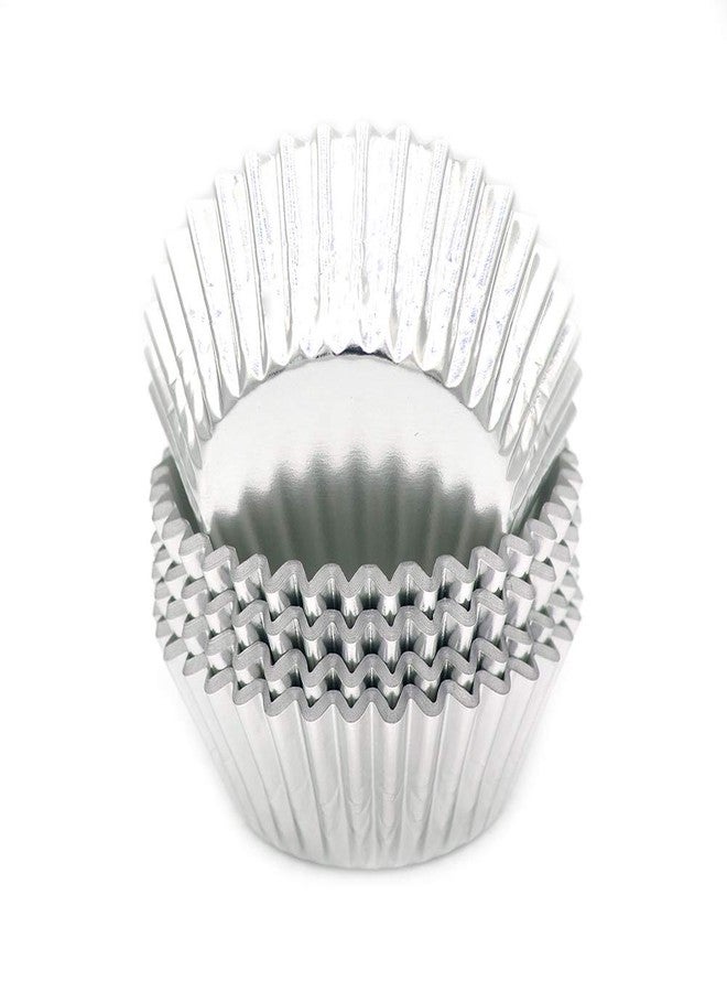 Mombake Standard Silver Foil Cupcake Liners Muffin Baking Cups for Party and More, 100-Count - Image 1