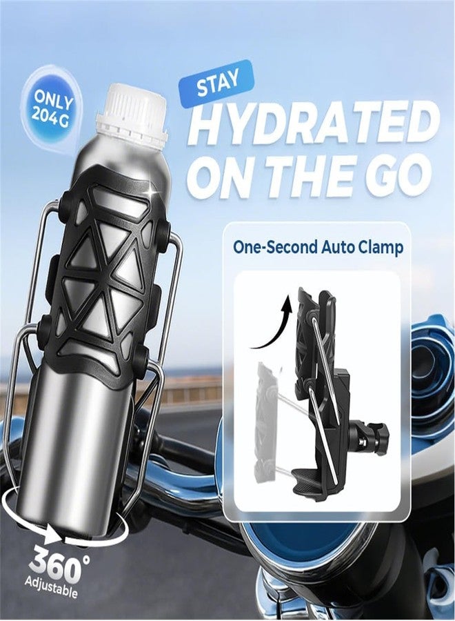 SRPHERE Bike Cup Holder Motorcycle Bicycle Water Bottle Holder Bicycle Bumper Cup Holder 360° Rotation Fit Adaptive Cycling & Motorcycle Cup Holder with Automatic Clamping (Mysterious Black) - Image 4