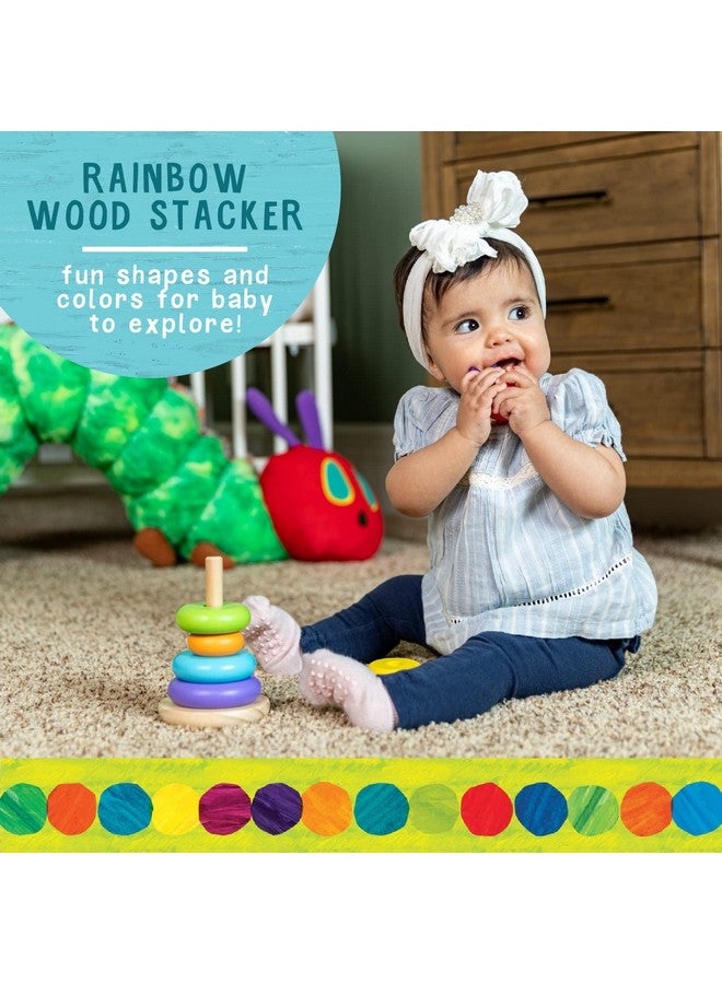 Kids Preferred KIDS PREFERRED World of Eric Carle, The Very Hungry Caterpillar Wooden Stacker with Colorful Rainbow Rings, 7 Inch Stacking Solid Wood Educational Developmental Toy -Sorting and Stacking, Multicolor  - Image 2