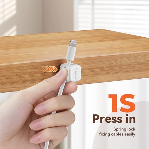 Yocice 12Pack Rotatable Cord Organizer,Spring Cable Clips Desk Cable Management Cord Holder Adhesive Phone Charger Cord Clips for Home Office Car Wall Nightstand Accessories, White - Image 5