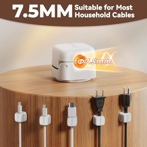 Yocice 12Pack Rotatable Cord Organizer,Spring Cable Clips Desk Cable Management Cord Holder Adhesive Phone Charger Cord Clips for Home Office Car Wall Nightstand Accessories, White - Image 3