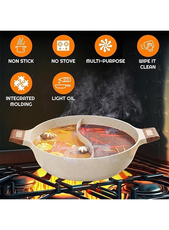 داريو قدر شابو شابو مزدوج 5 كوارت مع فاصل، قدر مطهي 12 بوصة بطبقة غير لاصقة، قدر مزدوج النكهة متعدد الوظائف متوافق مع موقد الحث، الغاز، الكهربائي والسيراميك – حجم عائلي - Image 5