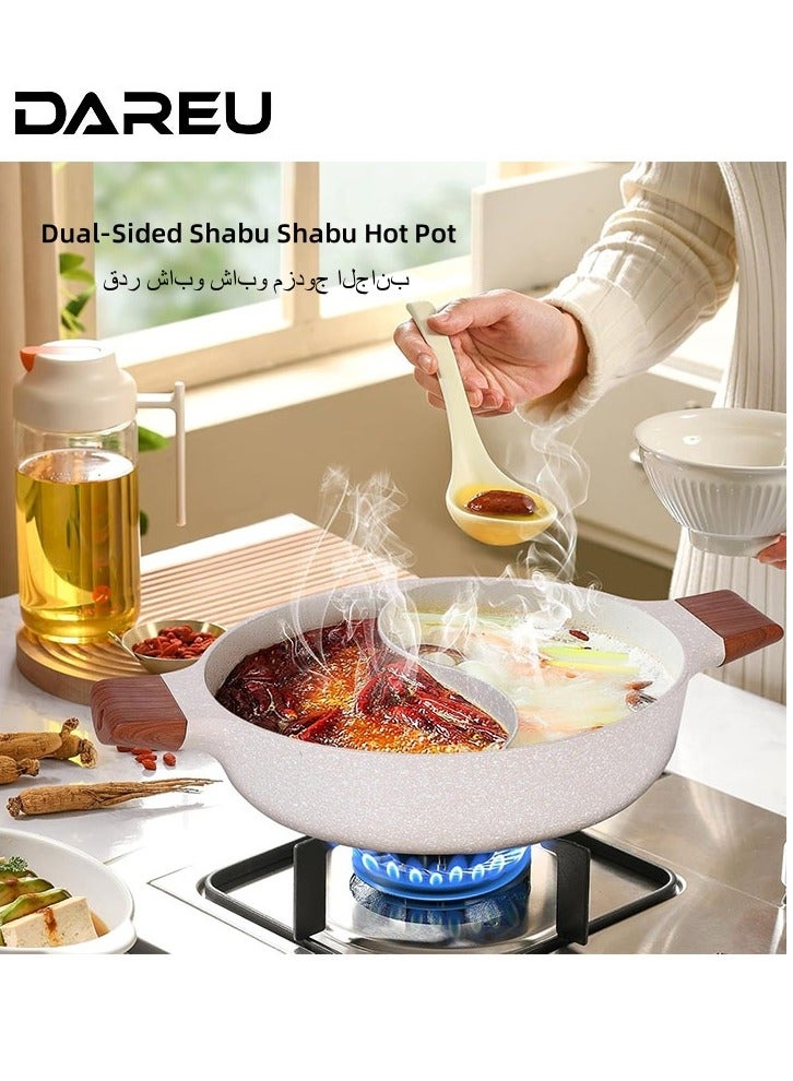 داريو قدر شابو شابو مزدوج 5 كوارت مع فاصل، قدر مطهي 12 بوصة بطبقة غير لاصقة، قدر مزدوج النكهة متعدد الوظائف متوافق مع موقد الحث، الغاز، الكهربائي والسيراميك – حجم عائلي - Image 1