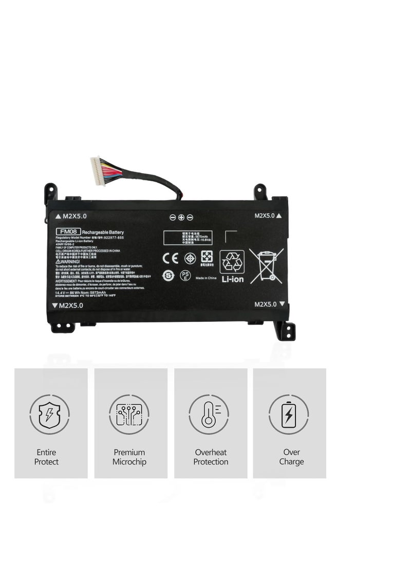 Terabyte بطارية لابتوب 16 دبوس FM08 لجهاز HP Omen 17-an0xx 17-an000 17-an100 17-an1xx 17-an002nl 922976-855 922977-855 922752-421 922753-421 HSTNN-LB8A HSTNN-LB8B an014ng an033ng an034ng an037ng an041ng - Image 1