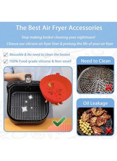 Arabest 3 Pack Air Fryer Silicone Liners, 7inch Reusable Air Fryer Basket, Air Fryer Silicone Pot, Baking Accessories Replacement of Flammable Parchment Liner Paper Food Safe Easy Cleaning Round  - Image 5