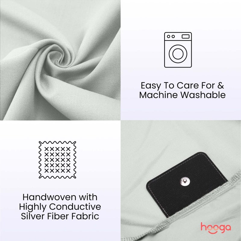 Hooga Grounding Sheet  Twin Size  Organic Fitted Grounded Sheet  Earth Connected Bedding (75""x39""x15"") Pure Silver Fiber and Cotton  Grounding Cord Included. Off White - Image 3