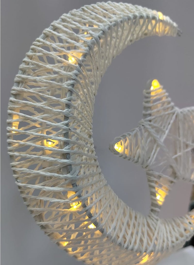 LAMP "Islamic Crescent Moon and Star Woven Table Ornament – Ramadan & Eid Decoration" - Image 2