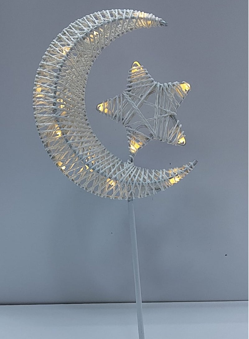 LAMP "Islamic Crescent Moon and Star Woven Table Ornament – Ramadan & Eid Decoration" - Image 1
