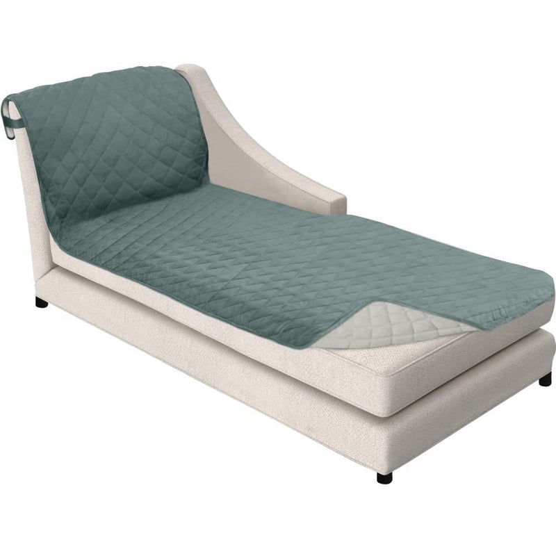 Sofa Shield Chaise Slip Cover with Patented Strap Cushion Protector US Designed Reversible Stain and Dog Tear Resistant Slipcover 102x34 inch Seat Washable Covers for Dogs Pets Seafoam Cream