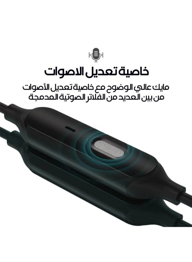 سماعة اذن KARAOKE سلك تايب سي بخاصية تغييرالأصوات متوافق مع جميع الاجهزه و الايبادات بمنفذ تاسي سي اللون اسود - Image 5