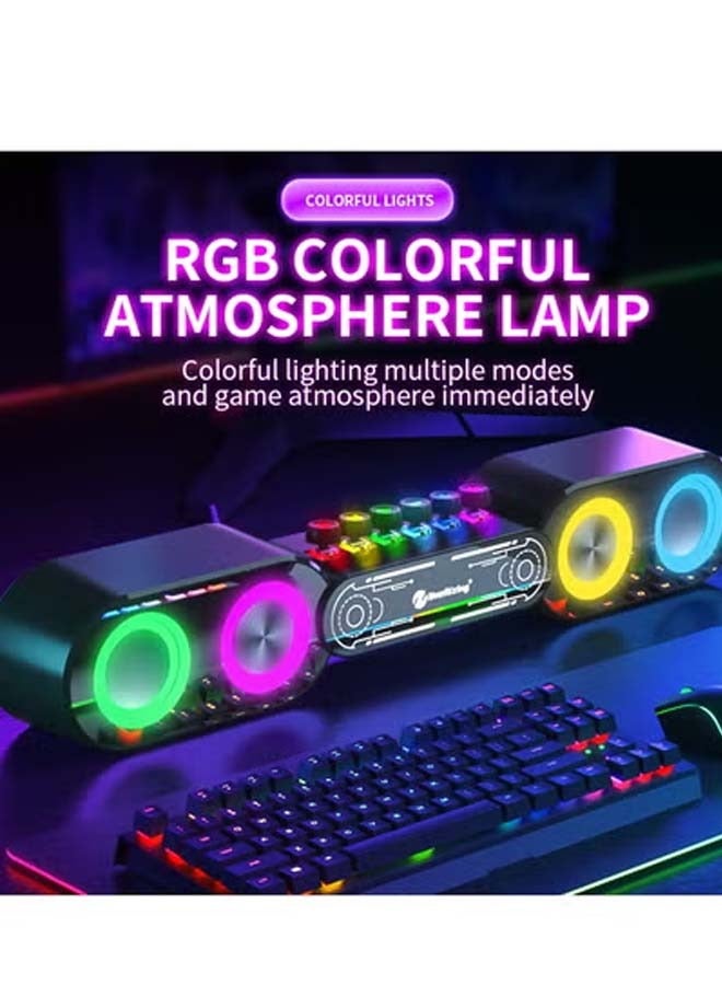 Oregon Desktop Computer Speaker with Bluetooth, Subwoofer, Colorful Ambient Lighting, Cool Notebook Desktop Gaming Sound System - Image 3