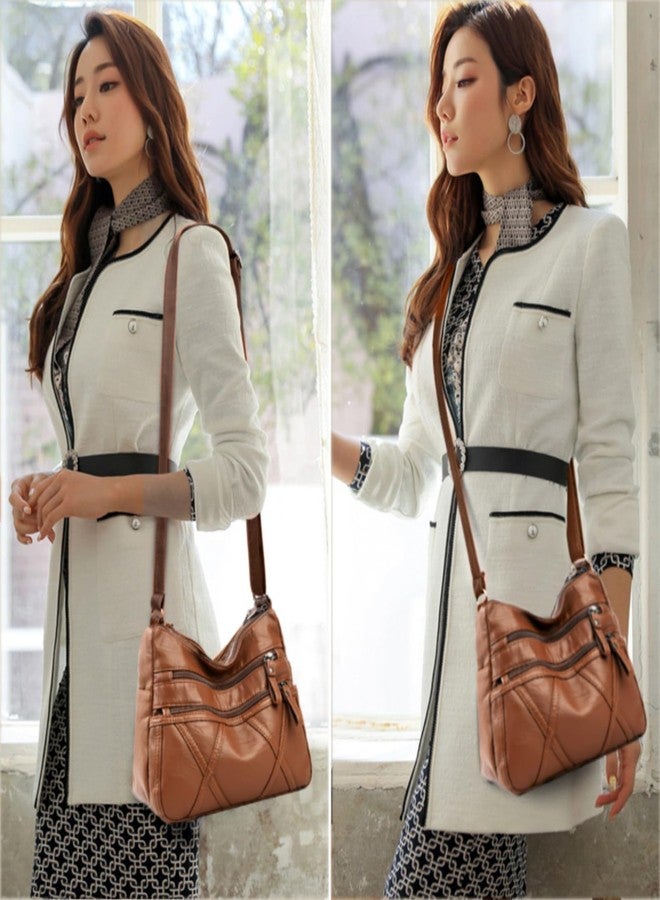 LassZone Crossbody Bag for Women Lightweight Shoulder Bags Ladies Soft PU Leather Purse Small Handbags Multi Pocket Messenger Bags Waterproof Satchel - Image 2