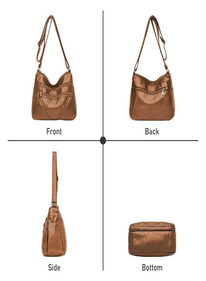 LassZone Crossbody Bag for Women Lightweight Shoulder Bags Ladies Soft PU Leather Purse Small Handbags Multi Pocket Messenger Bags Waterproof Satchel - Image 3