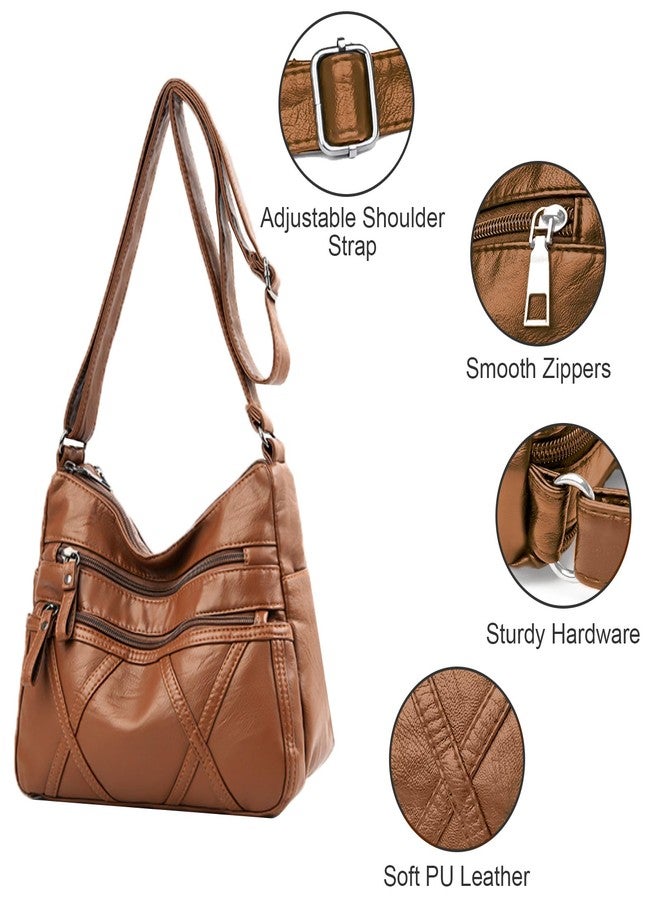 LassZone Crossbody Bag for Women Lightweight Shoulder Bags Ladies Soft PU Leather Purse Small Handbags Multi Pocket Messenger Bags Waterproof Satchel - Image 5