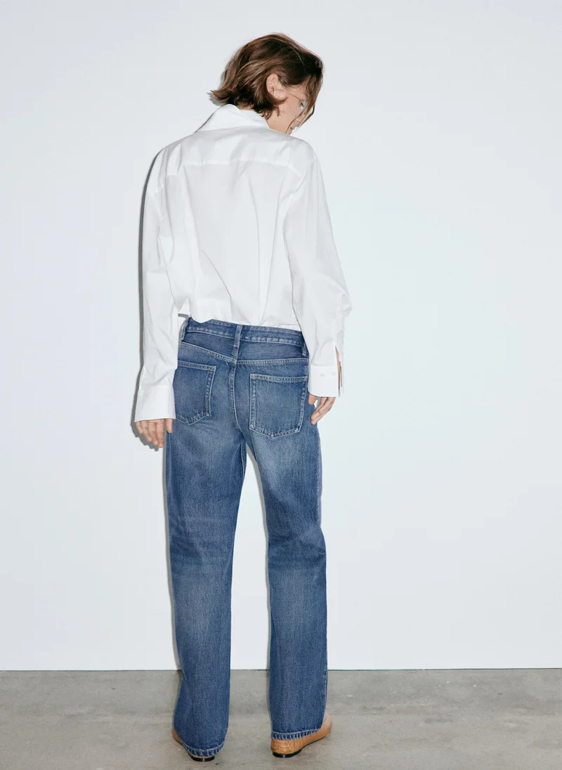 Mango TO-TEJANO OSCURO Miami Medium-Rise Straight-Fit Jeans for Women | Best Price UAE