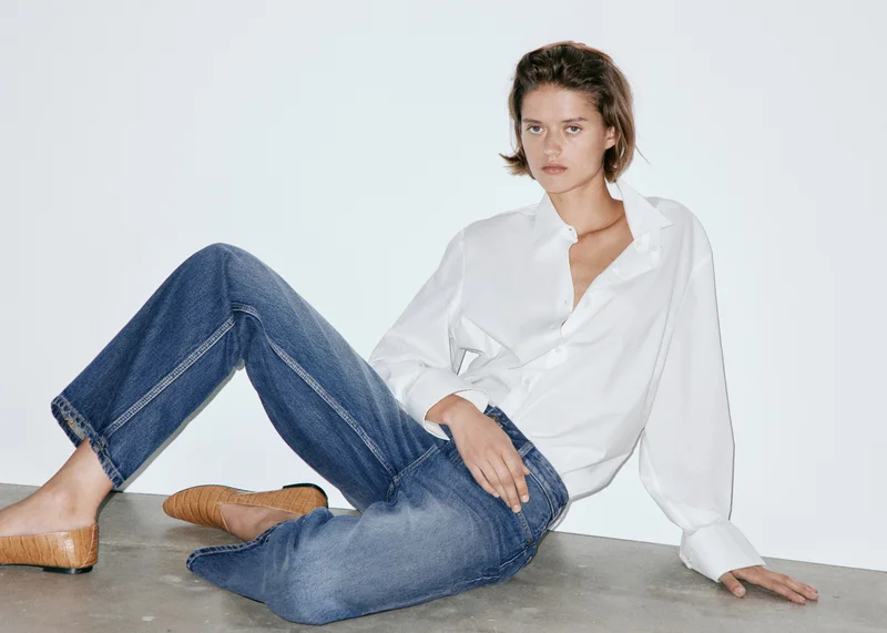 Mango TO-TEJANO OSCURO Miami Medium-Rise Straight-Fit Jeans for Women | Best Price UAE