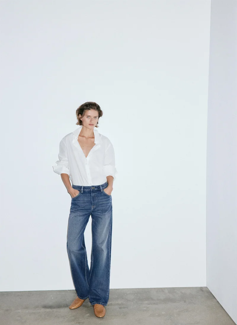 Mango TO-TEJANO OSCURO Miami Medium-Rise Straight-Fit Jeans for Women | Best Price UAE
